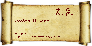 Kovács Hubert névjegykártya